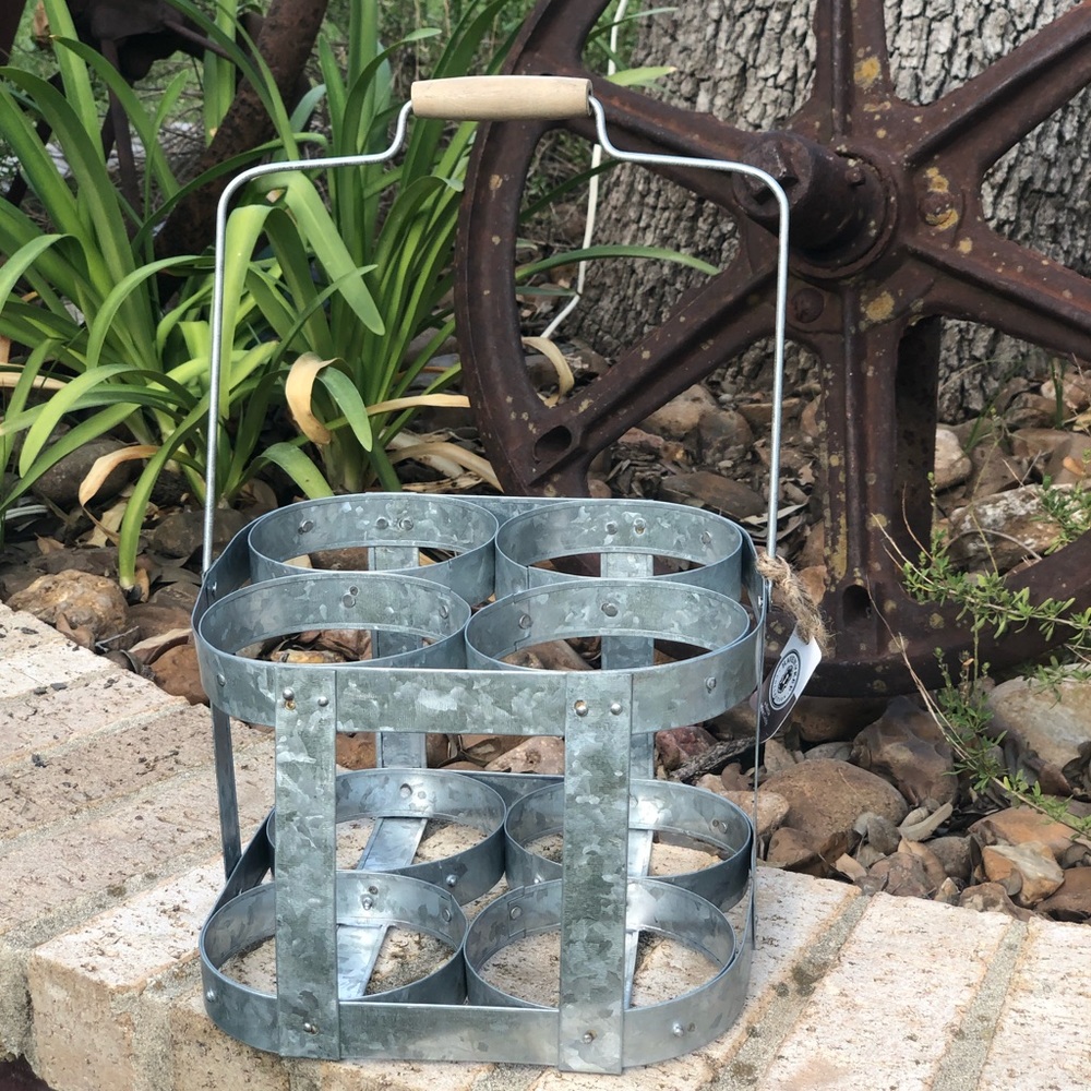 Galvanized wine caddie